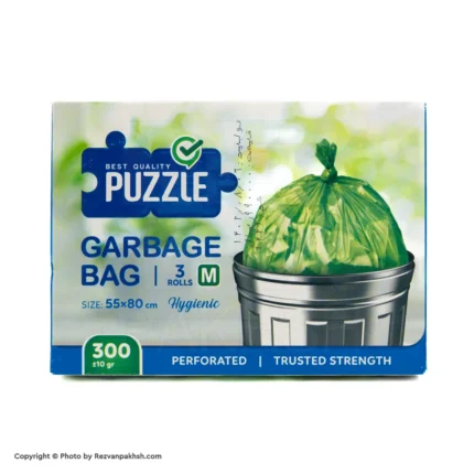 کیسه زباله پازل 3رول متوسط(سبز) (135ف)30ع
