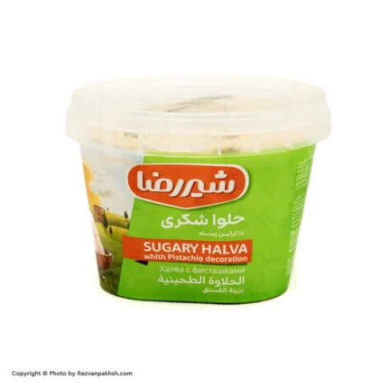 حلوا شیررضا پسته ای(ارکیده-سطلی)500گ(243ف)18ع