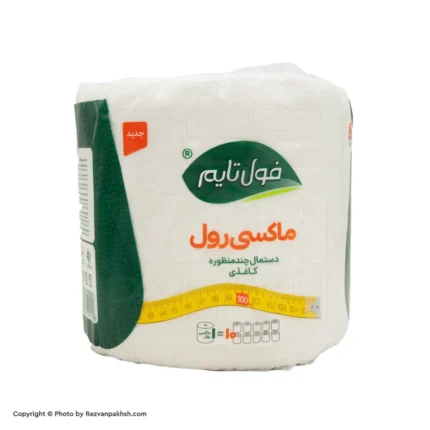 دستمال چندمنظوره(ماکسی رول) 100متری فول تایم(سفید-آبی)(218ف)6ع$