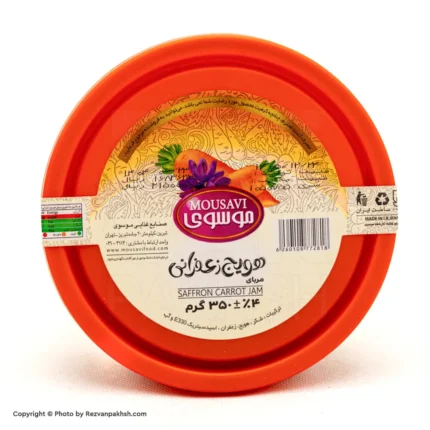 مرباموسوی هویج زعفرانی ویتراشیشه350گ(215ف)12ع**