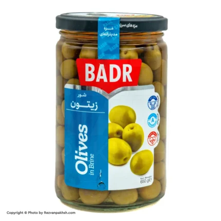 زیتون بدر باهسته معمولی650گ(340ف)12ع**