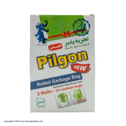 کیسه زباله پیلگون 3رول متوسط(سبز)24ع(450ف)(اقتصادی)
